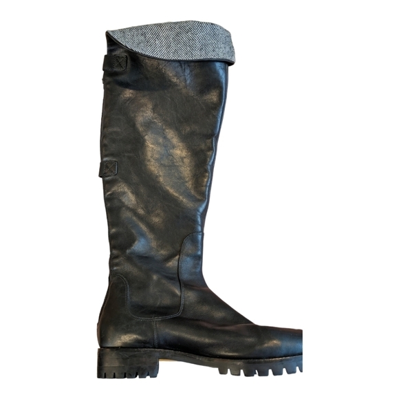 Cole Haan x Nike Air Black High Leather Parson Herringbone Boots Size 8.5 Flawed - Picture 3 of 10